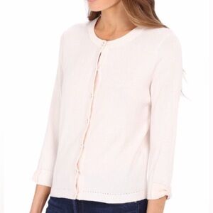 Kate Spade Somerset Bow Cuff Cardigan Sweater Gold Buttons Cotton S
